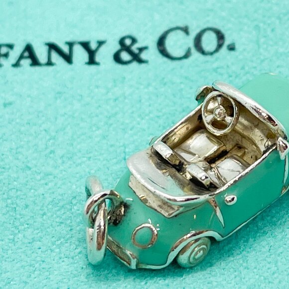 Tiffany & Co. Blue Enamel Convertible Car Charm Sterling Silver Pendant - Picture 9 of 16